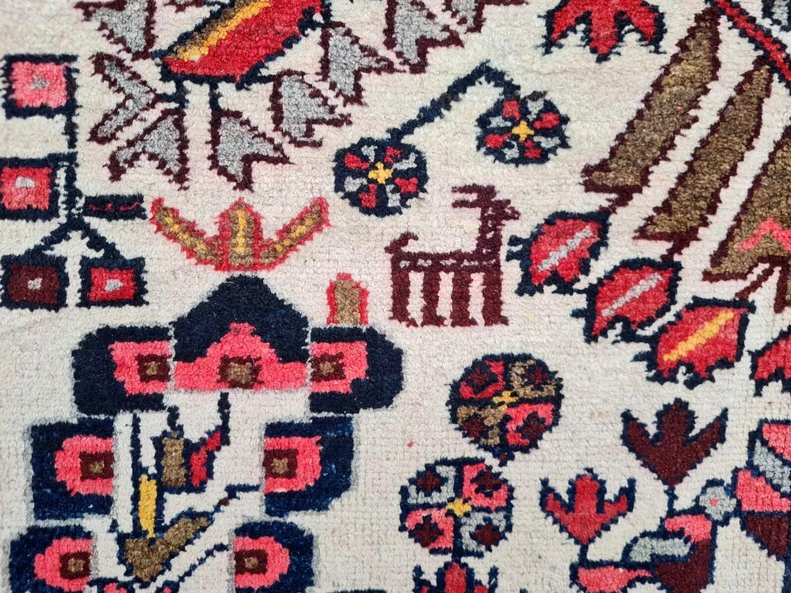 Alfombra persa antigua Hamadan hecha a mano 4,3' x 6,7' años 20 - 2K32 Francés en venta
