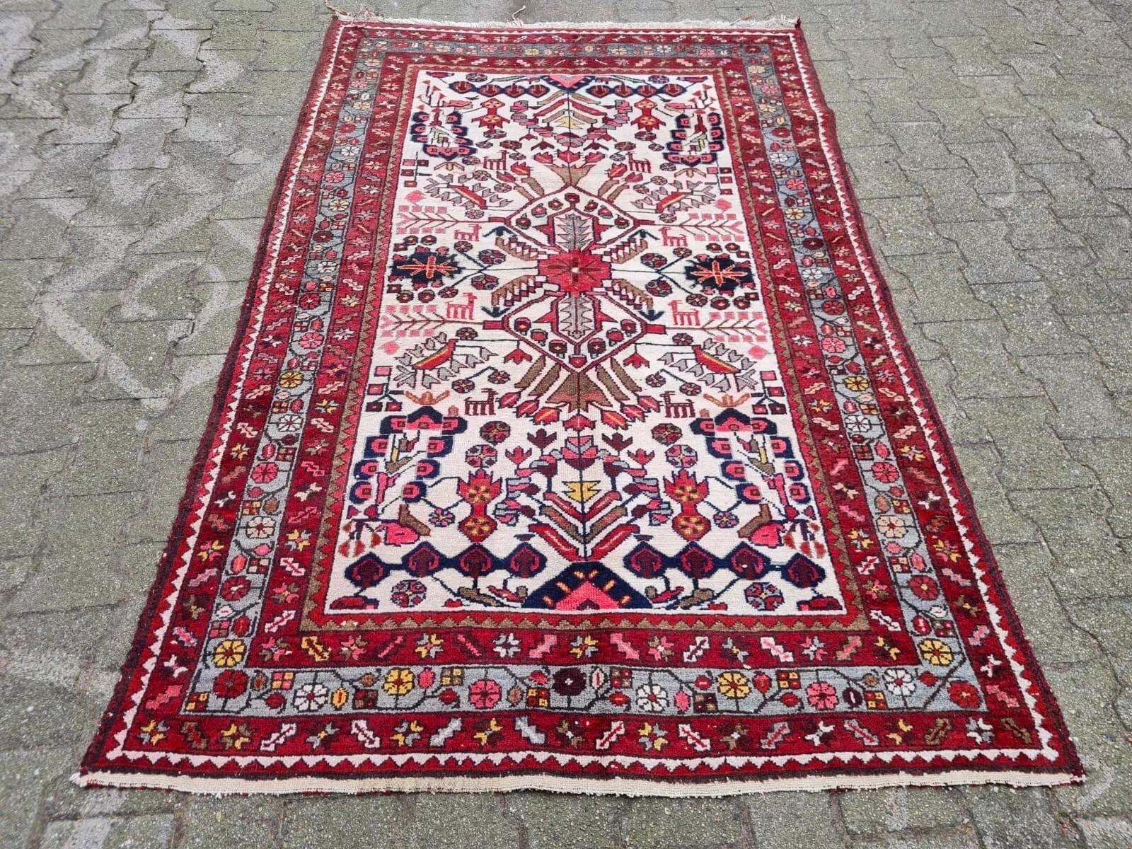 Alfombra persa antigua Hamadan hecha a mano 4,3' x 6,7' años 20 - 2K32 Anudado a mano en venta
