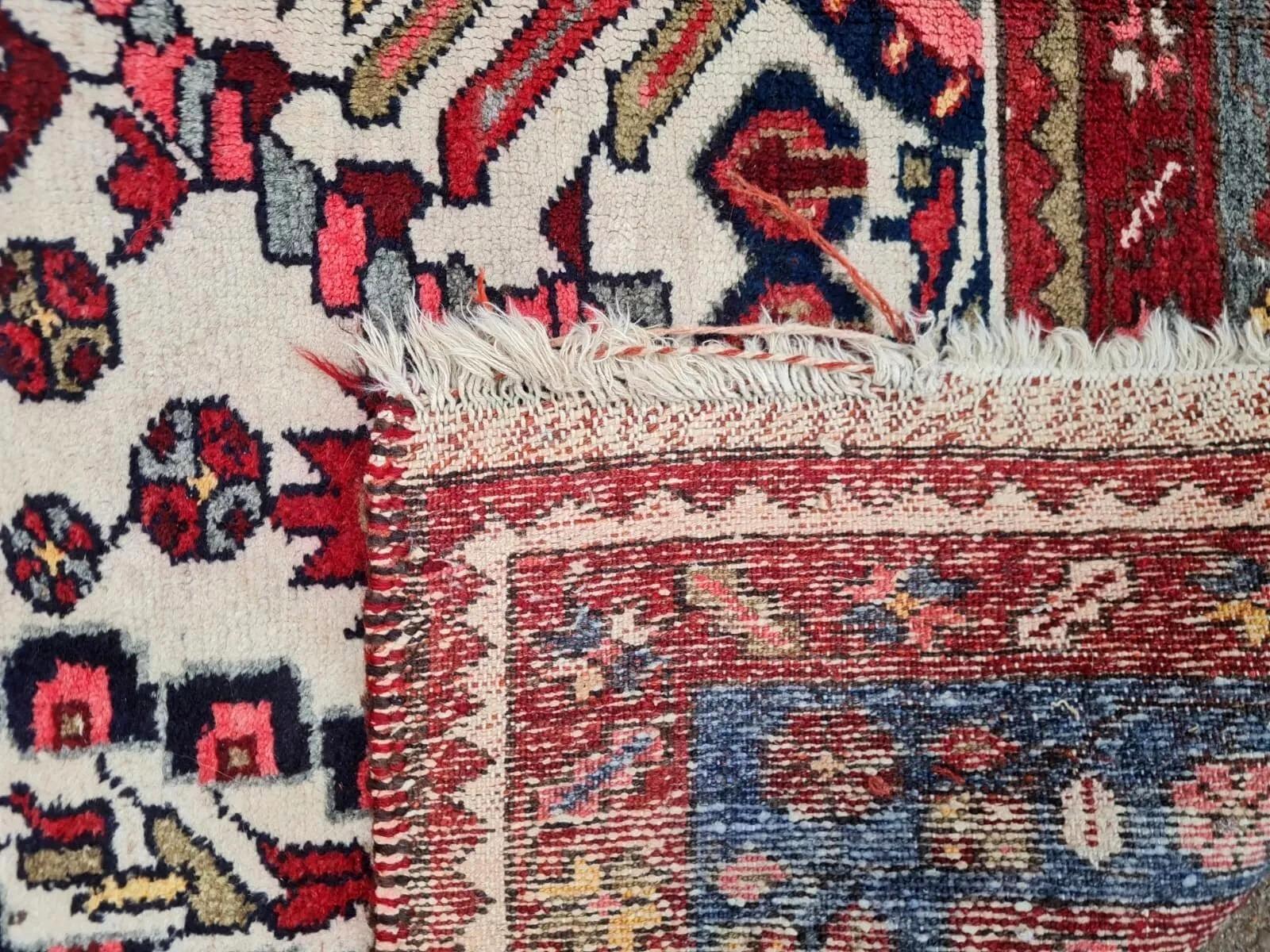 Alfombra persa antigua Hamadan hecha a mano 4,3' x 6,7' años 20 - 2K32 en Bueno estado para la venta en Bordeaux, FR