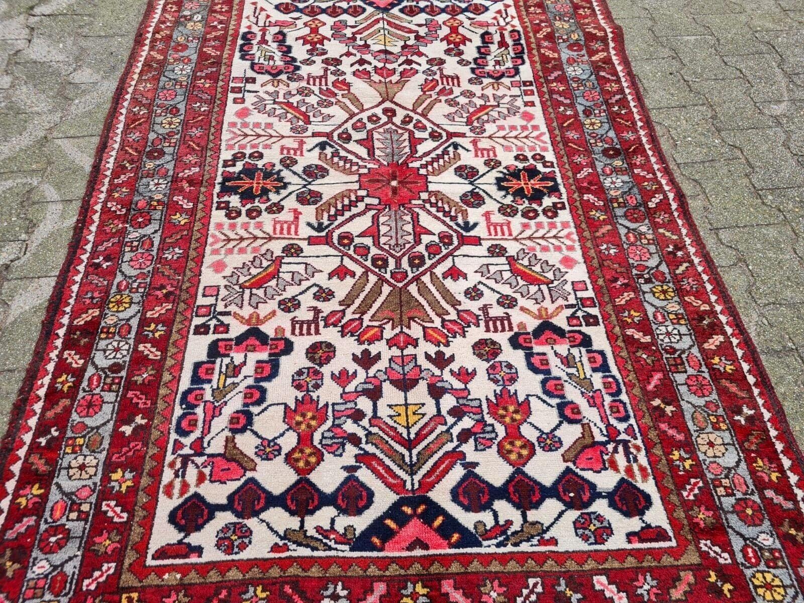 Alfombra persa antigua Hamadan hecha a mano 4,3' x 6,7' años 20 - 2K32 principios del siglo XX en venta