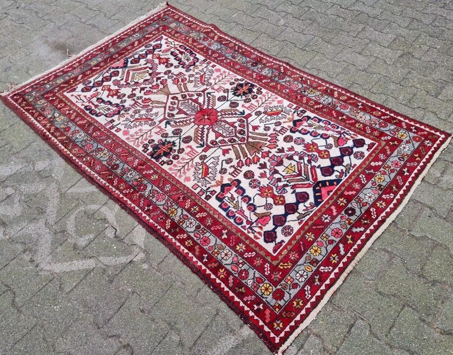 Alfombra persa antigua Hamadan hecha a mano 4,3' x 6,7' años 20 - 2K32 Lana en venta