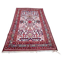 Alfombra persa antigua Hamadan hecha a mano 4,3' x 6,7' años 20 - 2K32