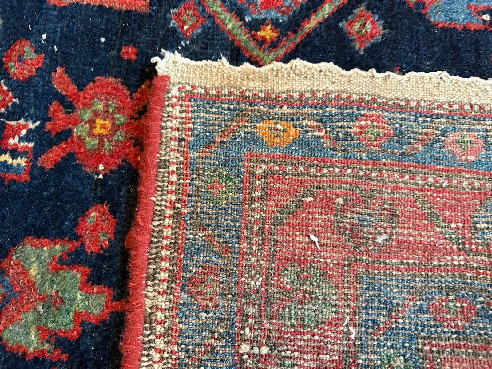 Handmade Antique Persian Hamadan Rug 4.4' x 7' (133 x 215 cm), 1920s - 2K02 For Sale 2
