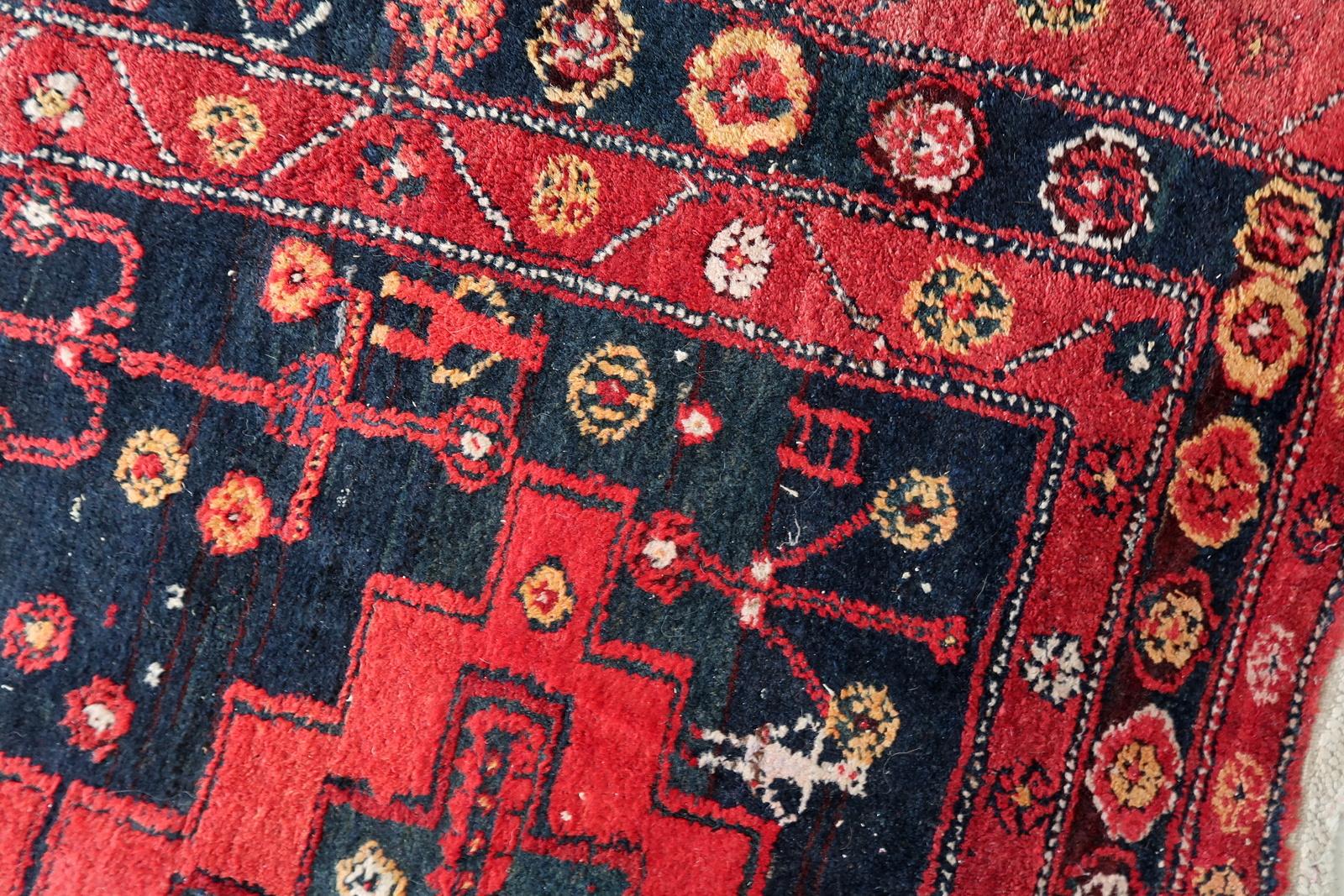 Handgefertigter antiker persischer Hamadan-Teppich 4,6' x 6,7'', 1930er Jahre, 1C1086 (Französisch) im Angebot