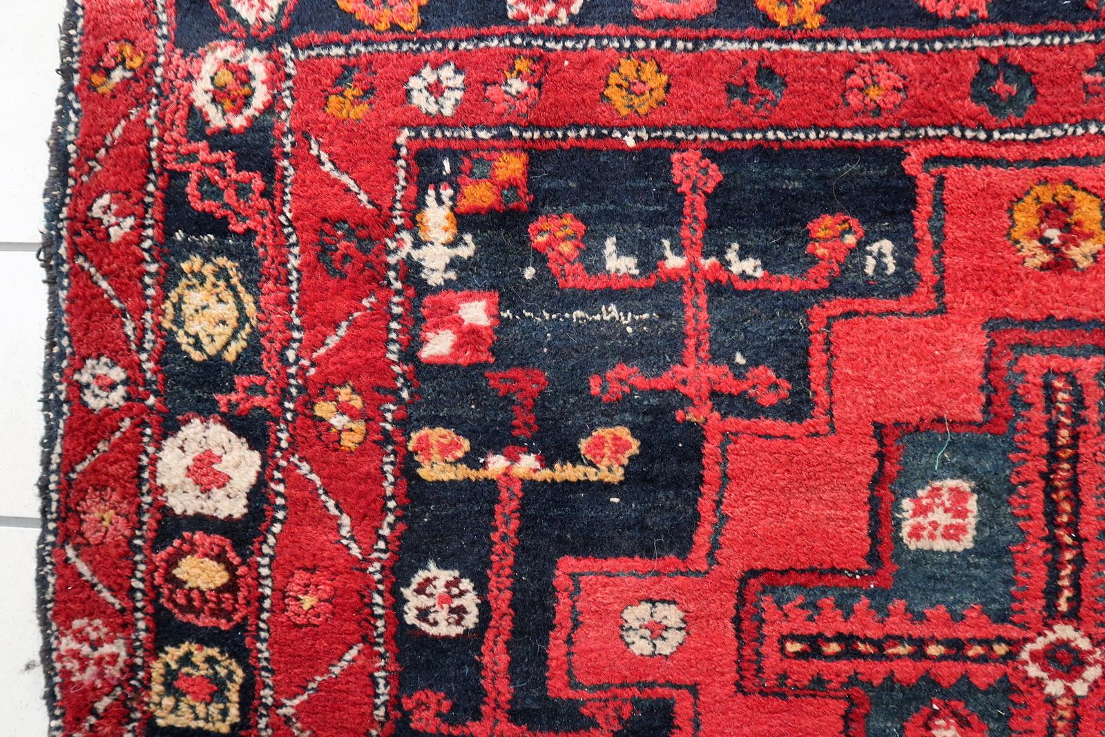 Handgefertigter antiker persischer Hamadan-Teppich 4,6' x 6,7'', 1930er Jahre, 1C1086 (Mitte des 20. Jahrhunderts) im Angebot