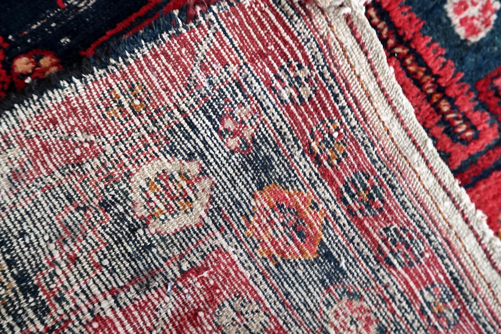 Wool Handmade Antique Persian Hamadan Rug 4.6' x 6.7'', 1930s, 1C1086 For Sale