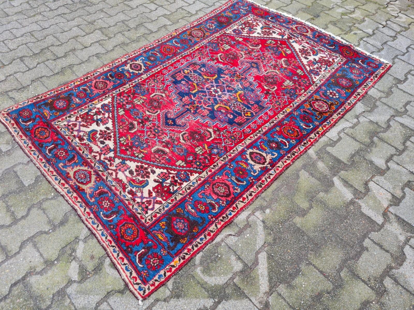 Alfombra persa antigua Hamadan hecha a mano 4,6' x 7' años 20 - 2K62 principios del siglo XX
