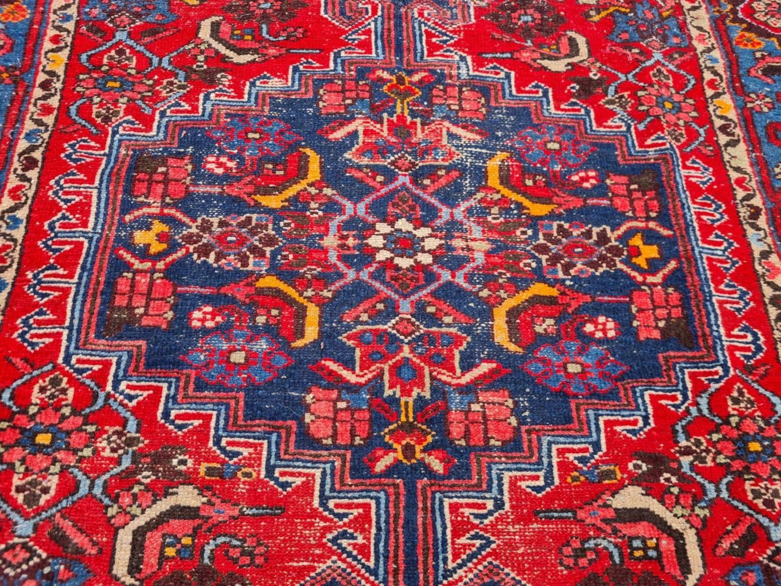 Alfombra persa antigua Hamadan hecha a mano 4,6' x 7' años 20 - 2K62 Lana