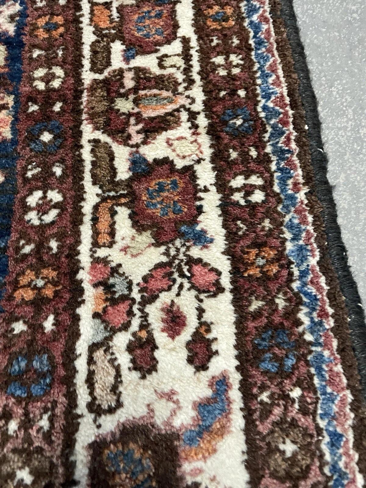 Alfombra persa antigua Hamadan hecha a mano 3.5' x 9.4' 1920s - 1N79 en Bueno estado para la venta en Bordeaux, FR