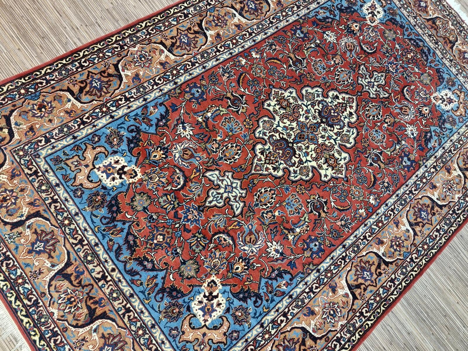 Tapis persan ancien d'Ispahan fait à la main 4,8' x 7,7' années 1940 - 1D198 en vente 6
