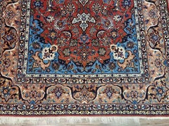 Handmade Antique Persian Isfahan Rug 4.8' x 7.7' 1940s - 1D198