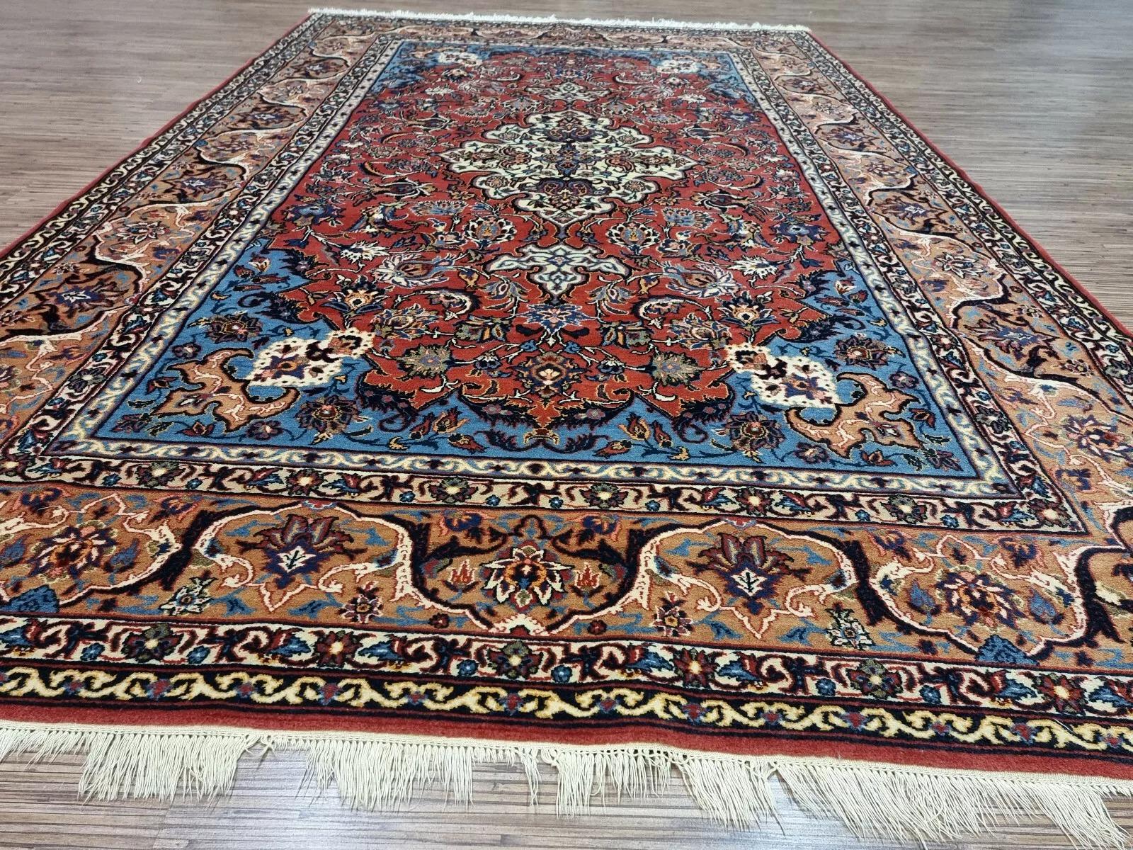 Tapis persan ancien d'Ispahan fait à la main 4,8' x 7,7' années 1940 - 1D198 en vente 2