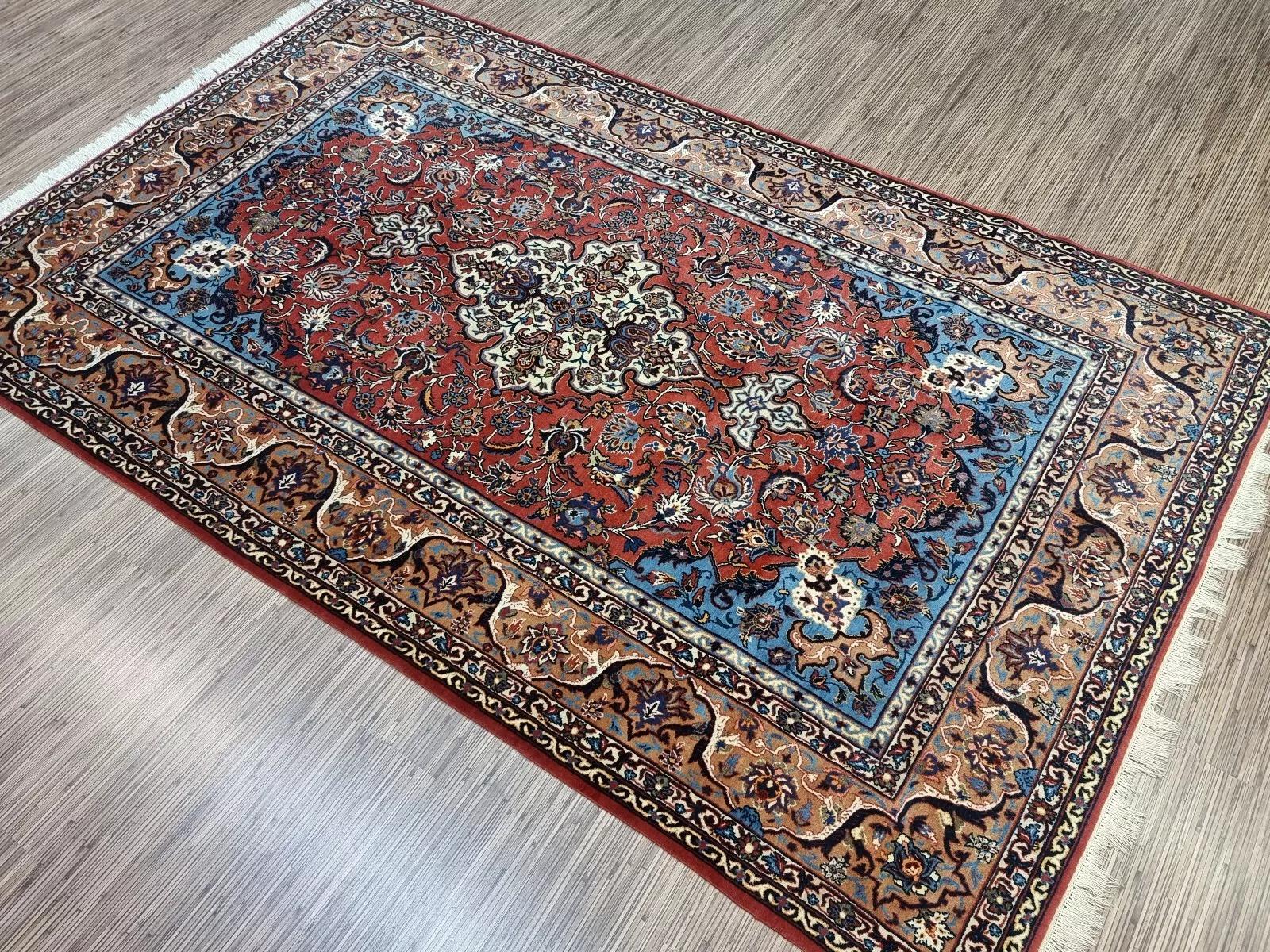 Tapis persan ancien d'Ispahan fait à la main 4,8' x 7,7' années 1940 - 1D198 en vente 3
