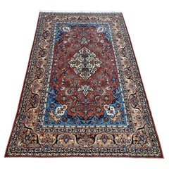Handgefertigter antiker persischer Isfahan-Teppich 4,8' x 7.7' 1940er Jahre - 1D198