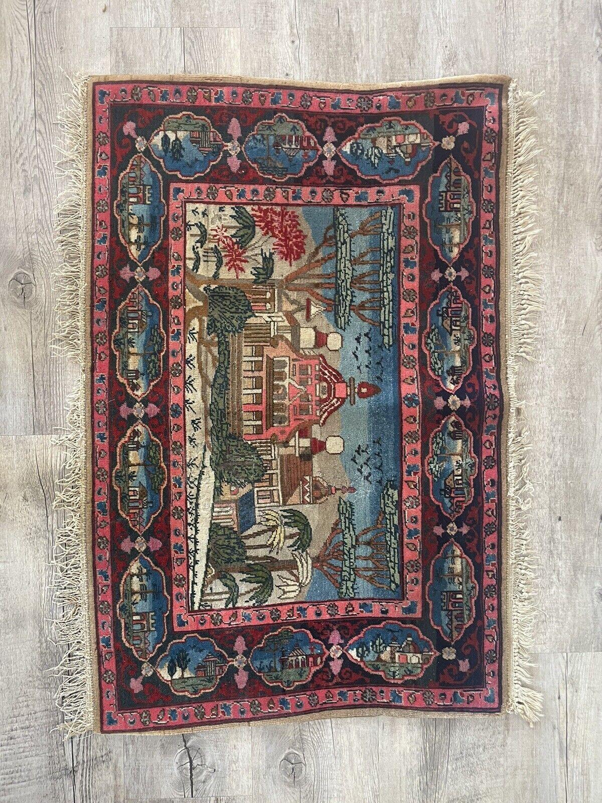 Handmade Antique Persian Kashan Collectible Rug 1.6' x 2.4, 1880s - 1N09 For Sale 5