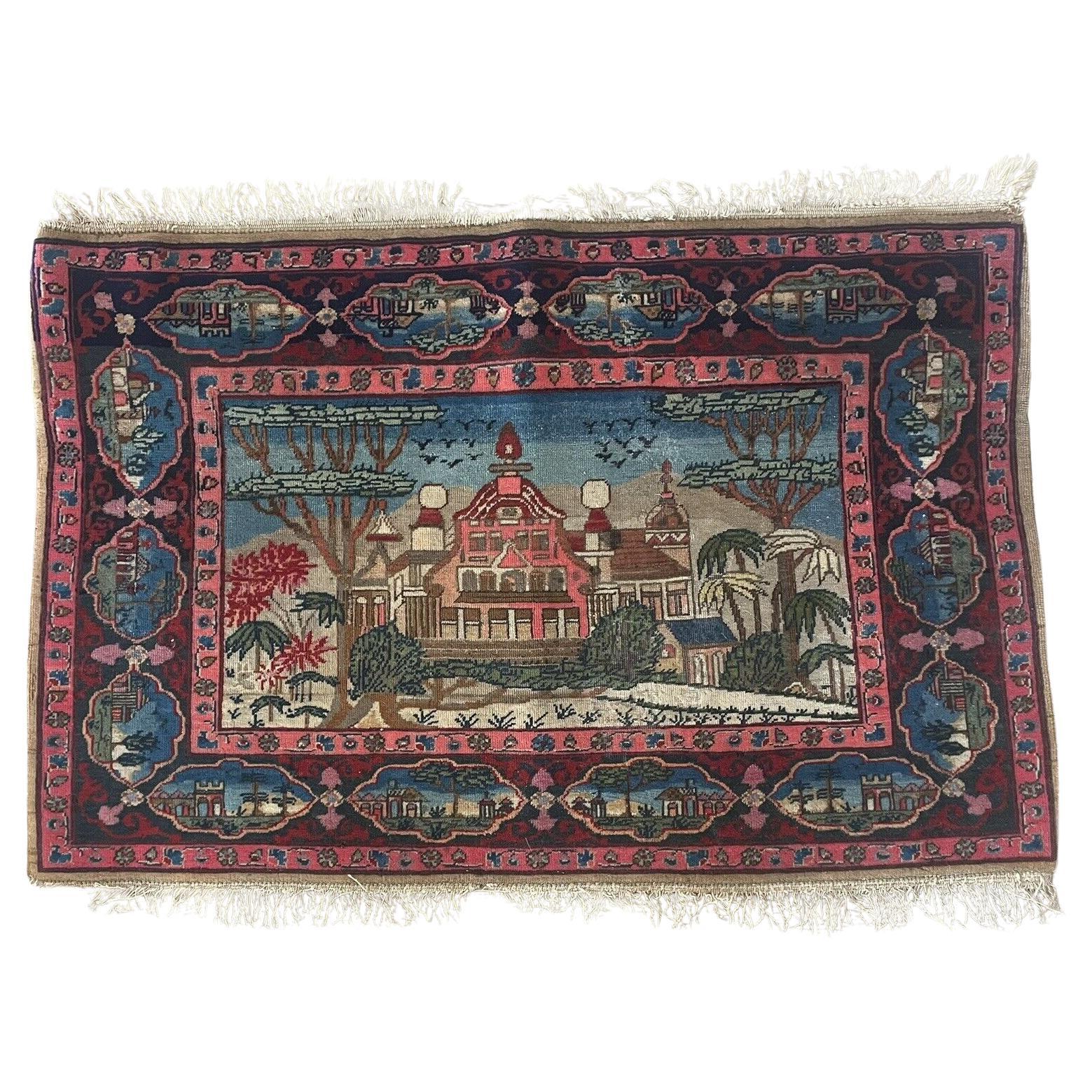 Handgefertigter antiker persischer Kashan-Sammlerteppich 1,6' x 2.4, 1880er Jahre - 1N09