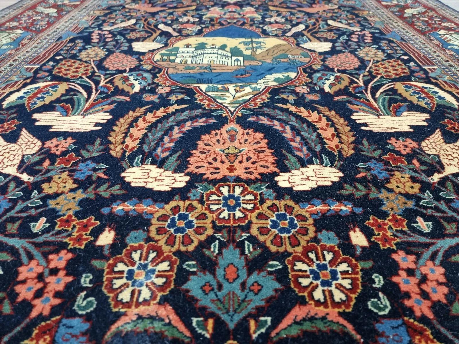 Tapis de Kashan persan ancien fait à la main 4.3' x 6,8' 1900s - 1D176 en vente 4