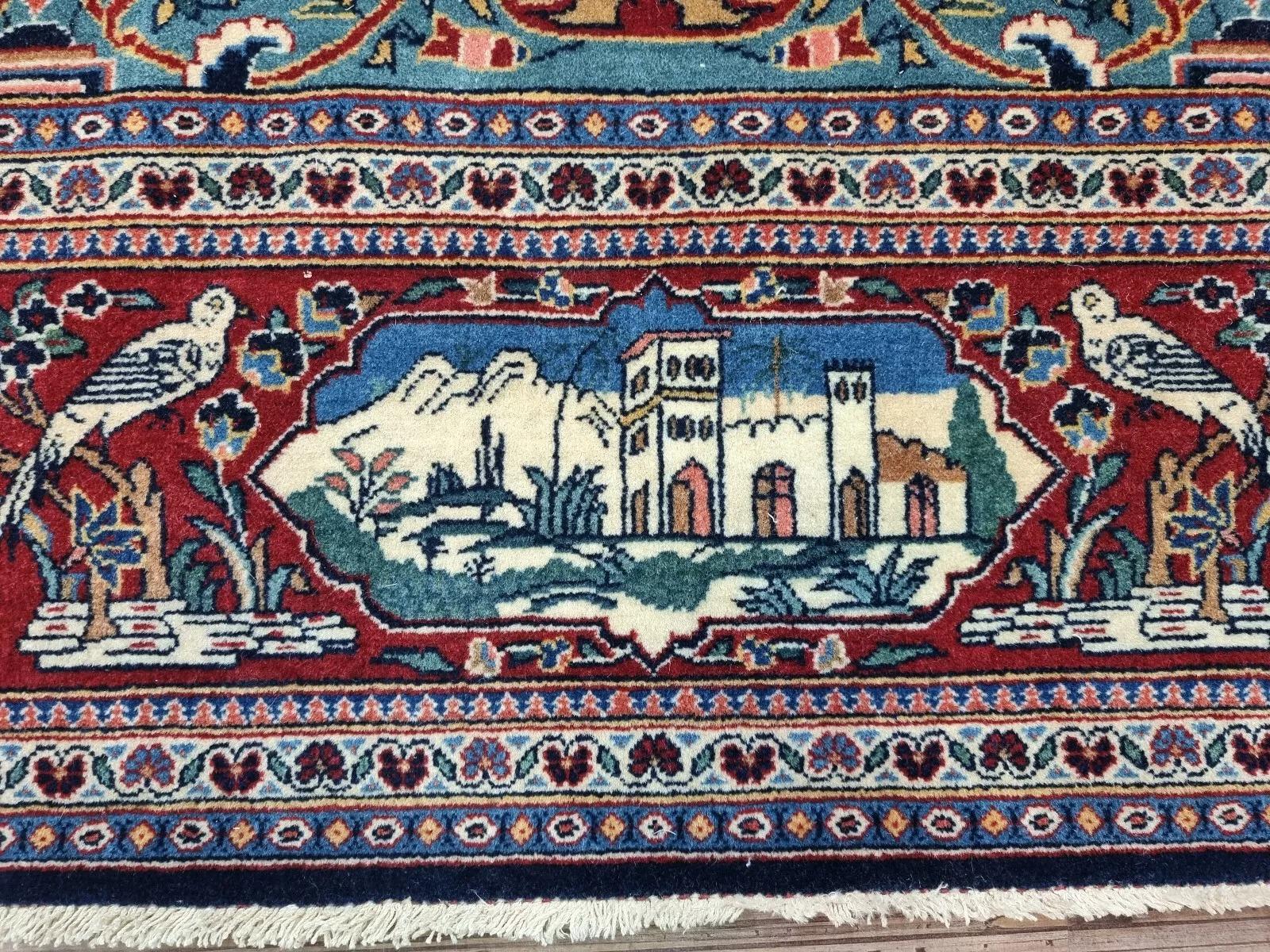 Début du 20ème siècle Tapis de Kashan persan ancien fait à la main 4.3' x 6,8' 1900s - 1D176 en vente