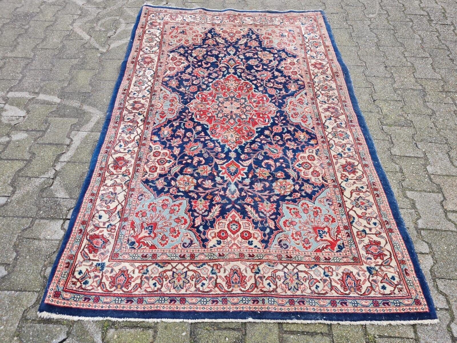 Inizio XX secolo Tappeto antico persiano Kashan fatto a mano 4,3' x 6,9' 1920 - 2K24 in vendita