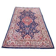 Tappeto antico persiano Kashan fatto a mano 4,3' x 6,9' 1920 - 2K24