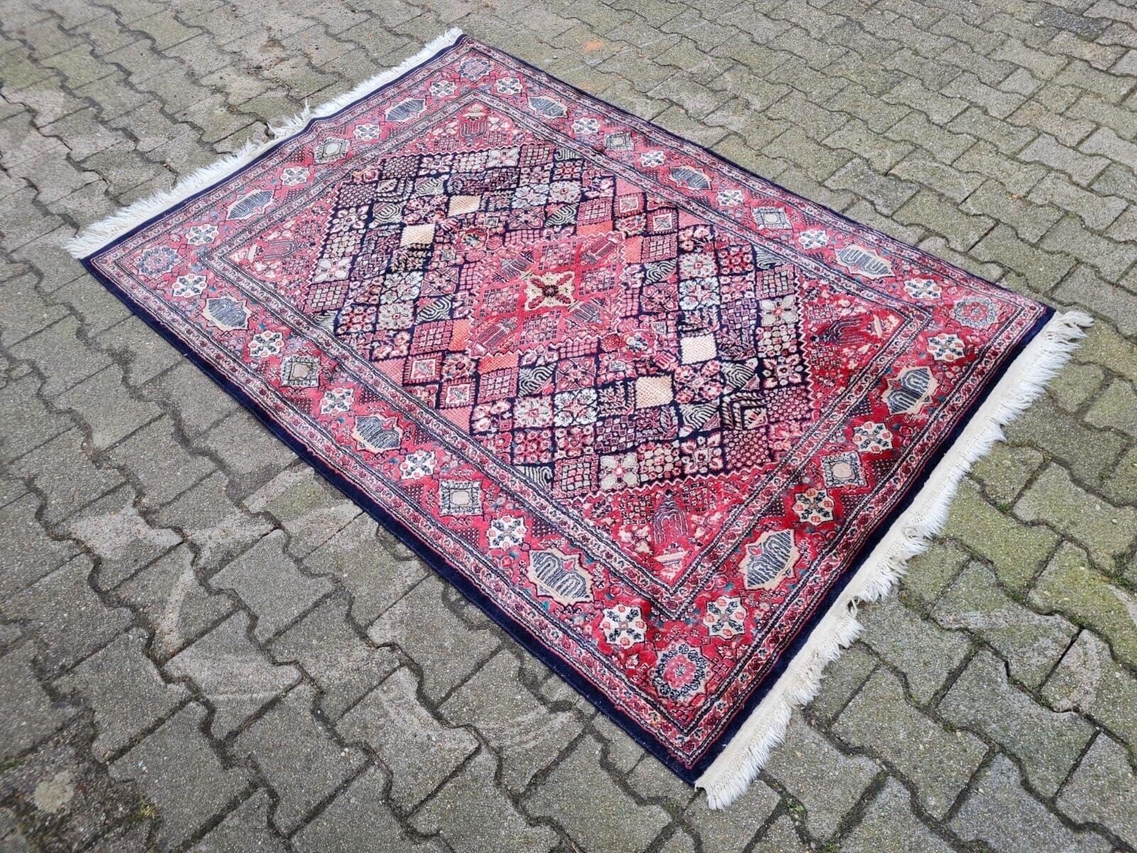 Francese Tappeto antico persiano Kashan fatto a mano 4,4' x 6,1' 1930 - 2K19 in vendita