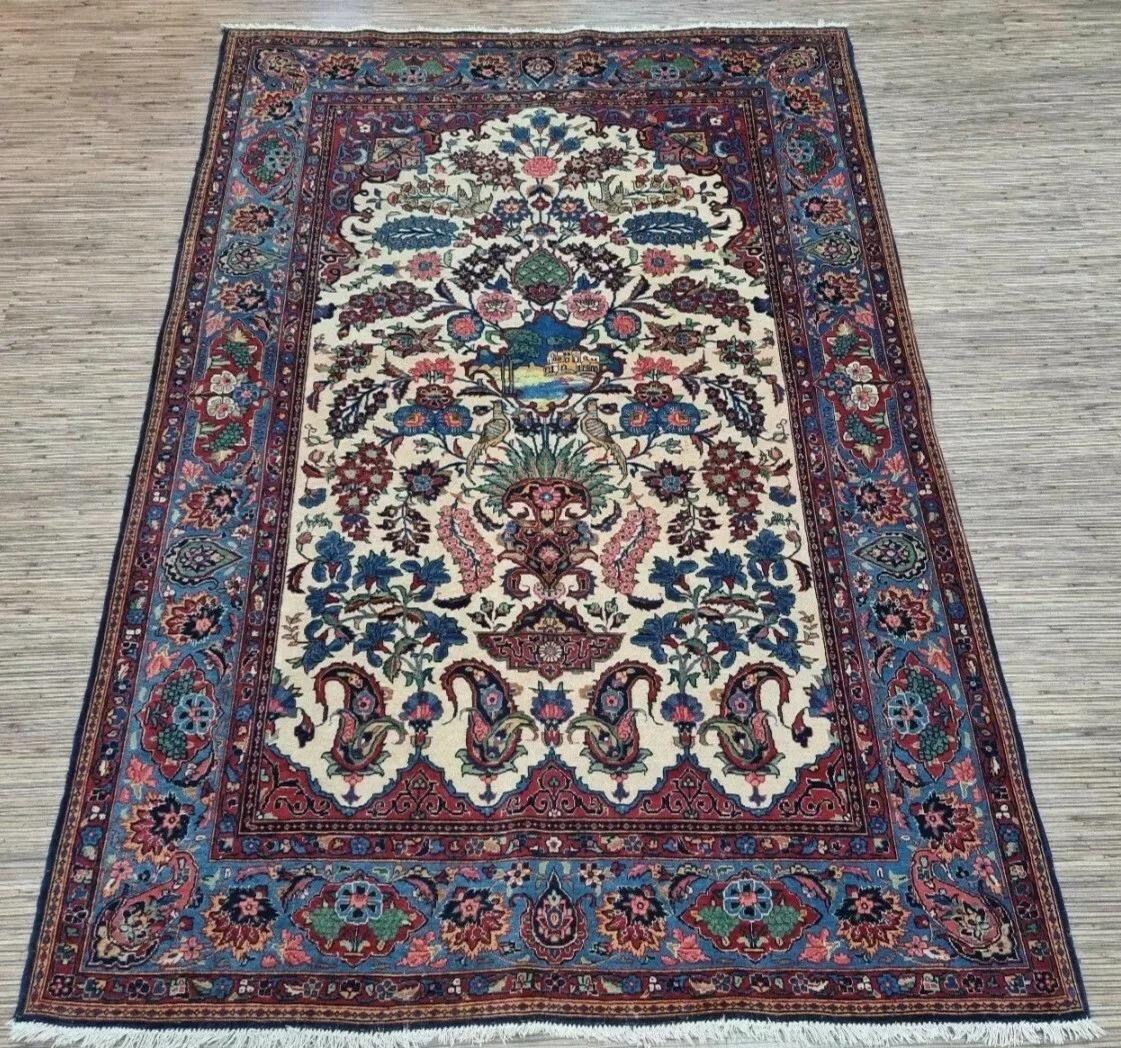 Tapis de Kashan persan ancien fait à la main 4,5' x 6,4' 1920s - 1D186 en vente 5