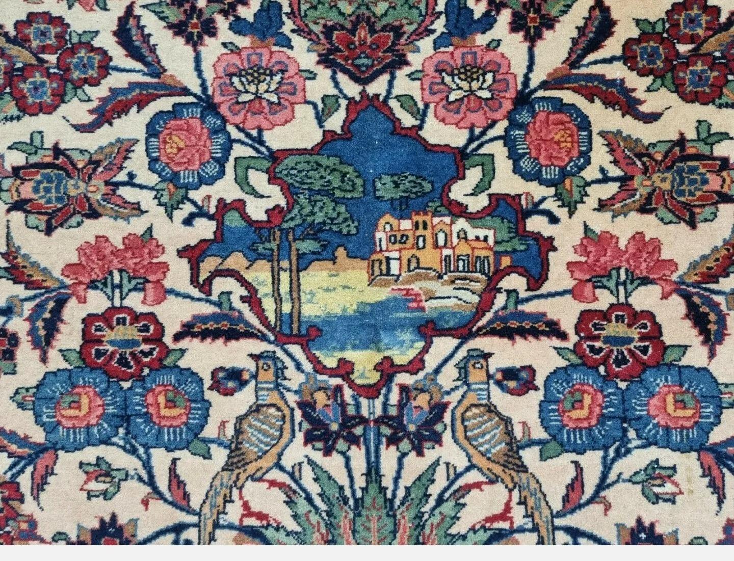 Tapis de Kashan persan ancien fait à la main 4,5' x 6,4' 1920s - 1D186 en vente 6