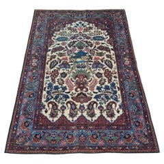 Handgefertigter antiker persischer Kashan-Teppich 4,5' x 6,4' 1920er Jahre - 1D186