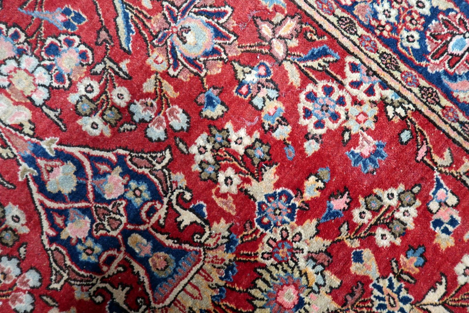 Tappeto antico Kashan persiano fatto a mano 4,5' x 6,7', anni '10 - 1C1184 in vendita 3
