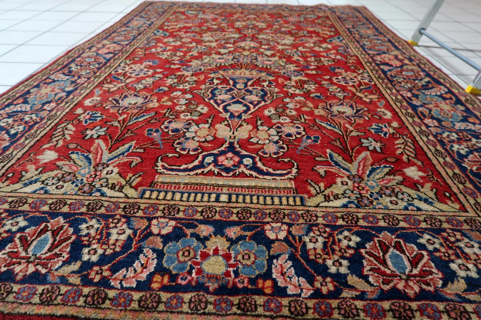 Tappeto antico Kashan persiano fatto a mano 4,5' x 6,7', anni '10 - 1C1184 in vendita 6