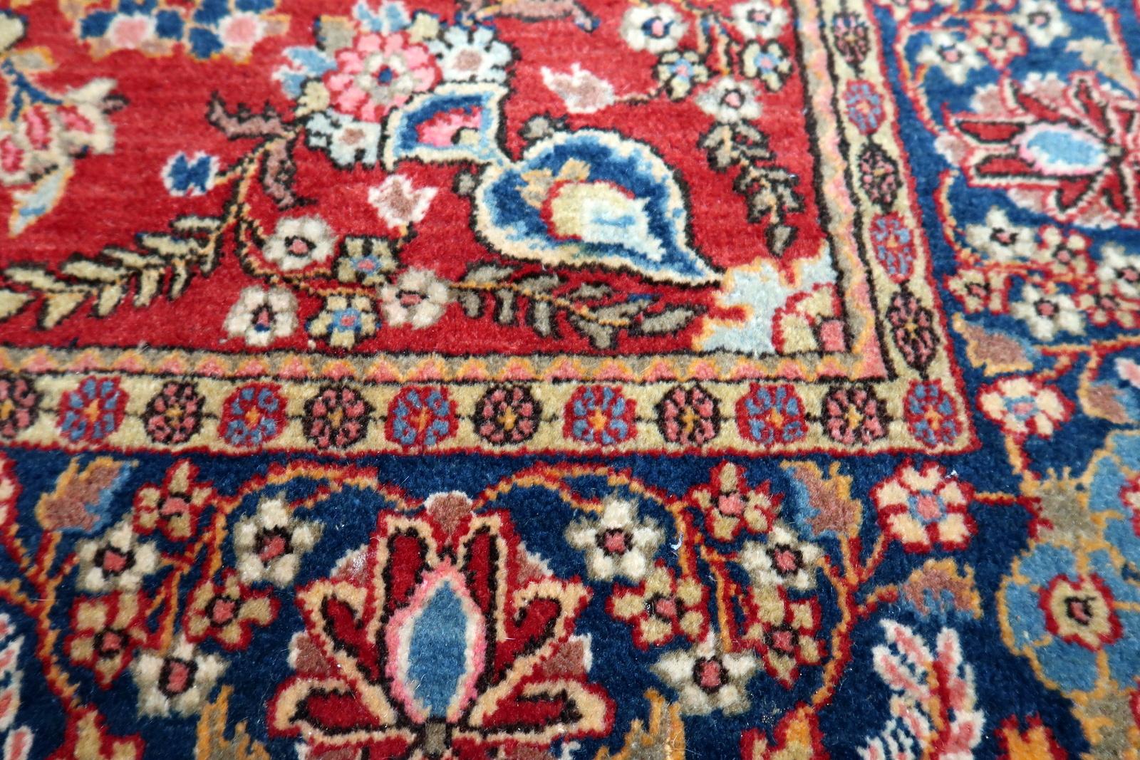 Lana Tappeto antico Kashan persiano fatto a mano 4,5' x 6,7', anni '10 - 1C1184 in vendita