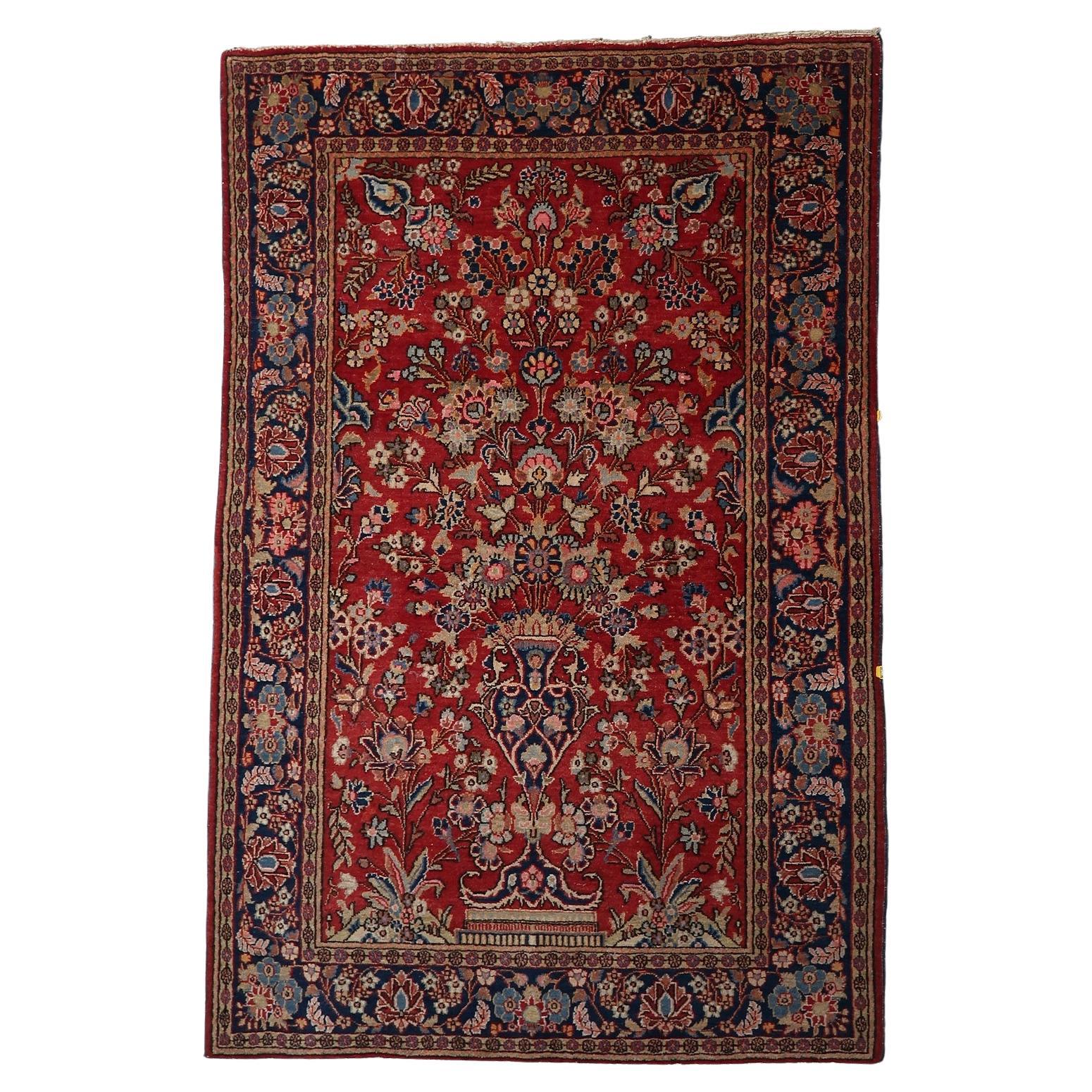 Handmade Antique Persian Kashan Rug 4.5' x 6.7', 1910s - 1C1184