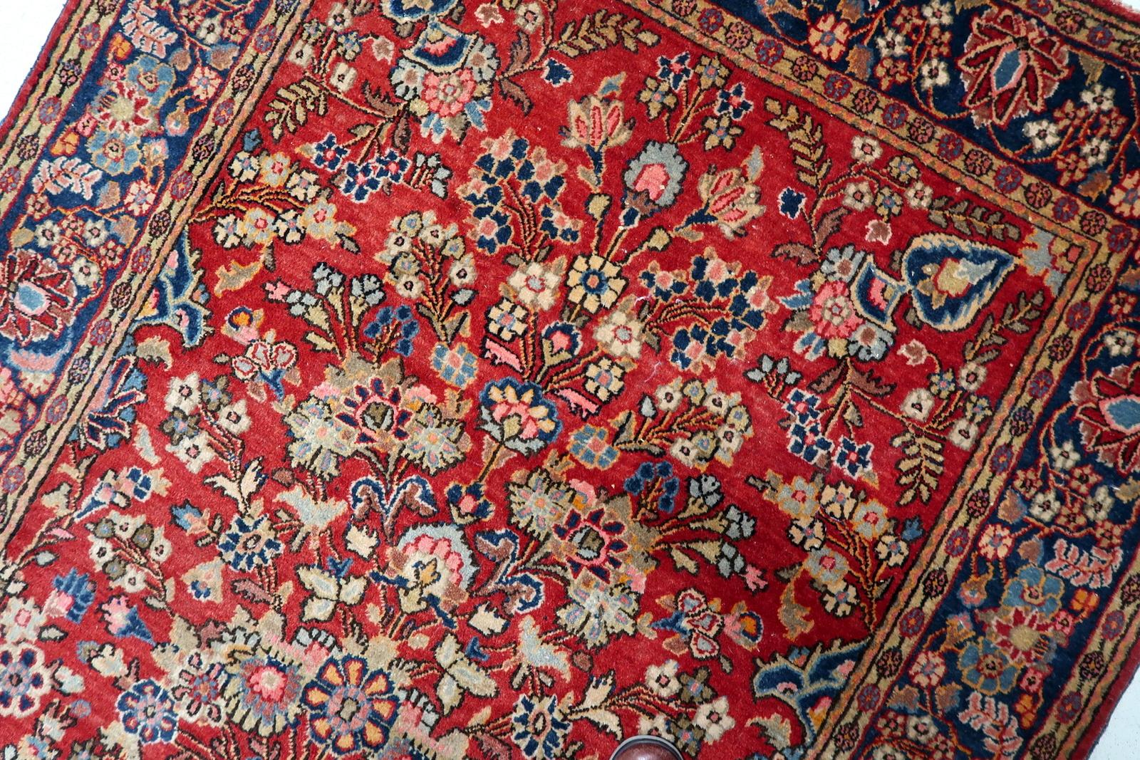 Tappeto antico Kashan persiano fatto a mano 4,5' x 6,7', anni '10 - 1C1185 In condizioni buone in vendita a Bordeaux, FR