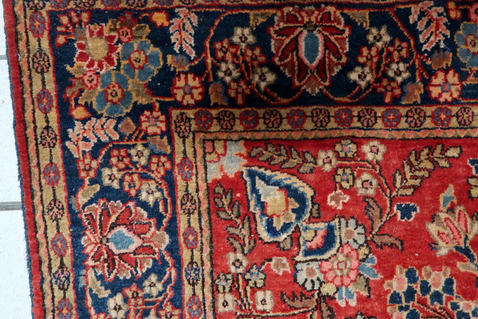 Inizio XX secolo Tappeto antico Kashan persiano fatto a mano 4,5' x 6,7', anni '10 - 1C1185 in vendita