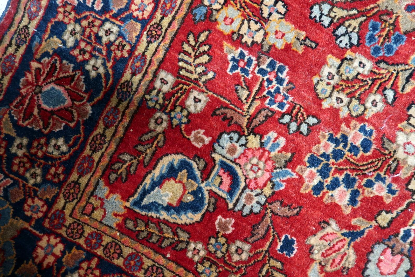 Lana Tappeto antico Kashan persiano fatto a mano 4,5' x 6,7', anni '10 - 1C1185 in vendita