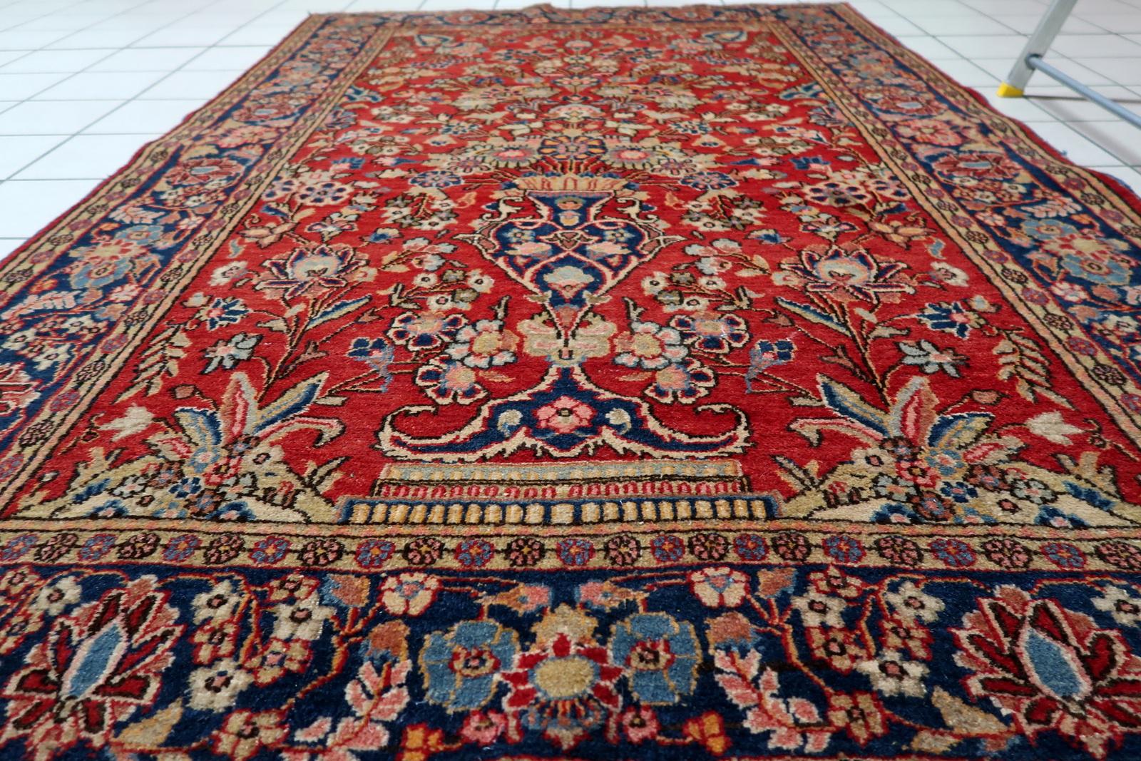 Tappeto antico Kashan persiano fatto a mano 4,5' x 6,7', anni '10 - 1C1185 in vendita 2