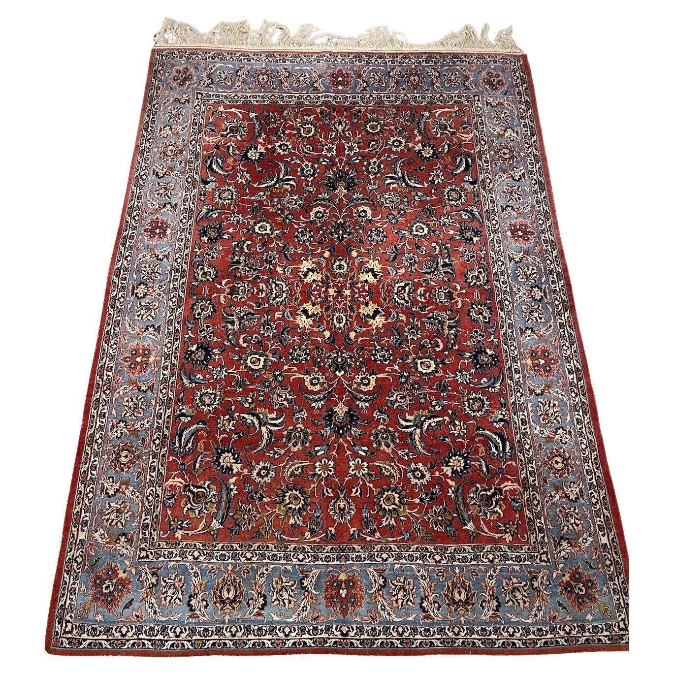 Handmade Antique Persian Kashan Rug 5.1' x 7.2', 1920s - 1N57