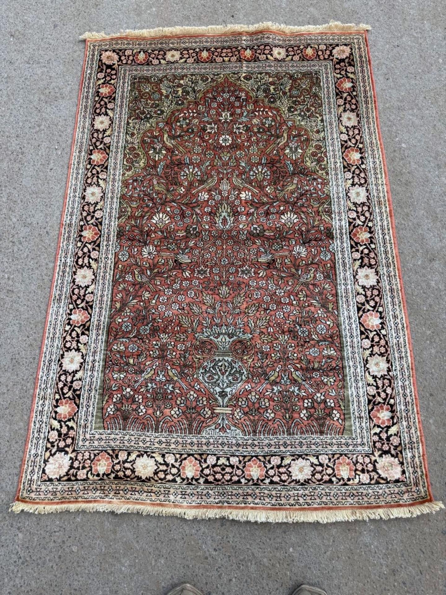 Tappeto antico di seta persiana Kashan fatto a mano 4,1' x 6,2, anni '30 - 2B90 In condizioni buone in vendita a Bordeaux, FR