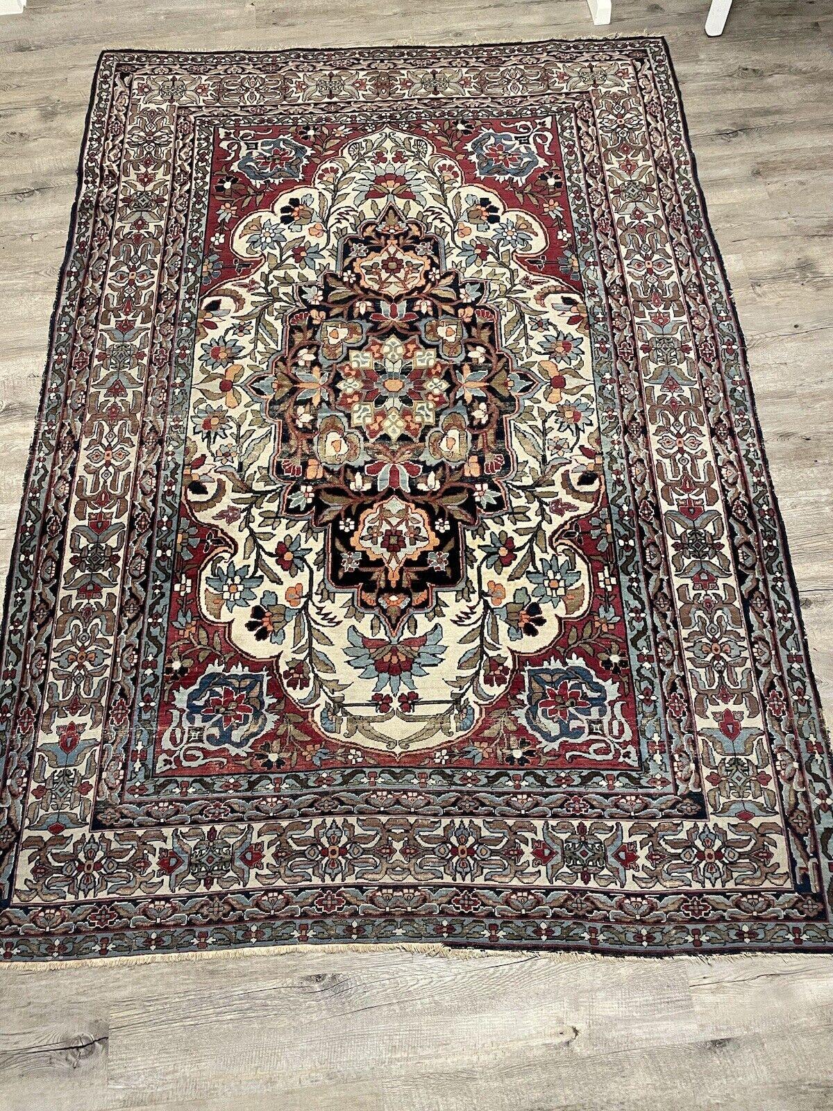 Lavar persan antique fait main Kerman 4,9' x 7, 1880s - 1N37 en vente 6