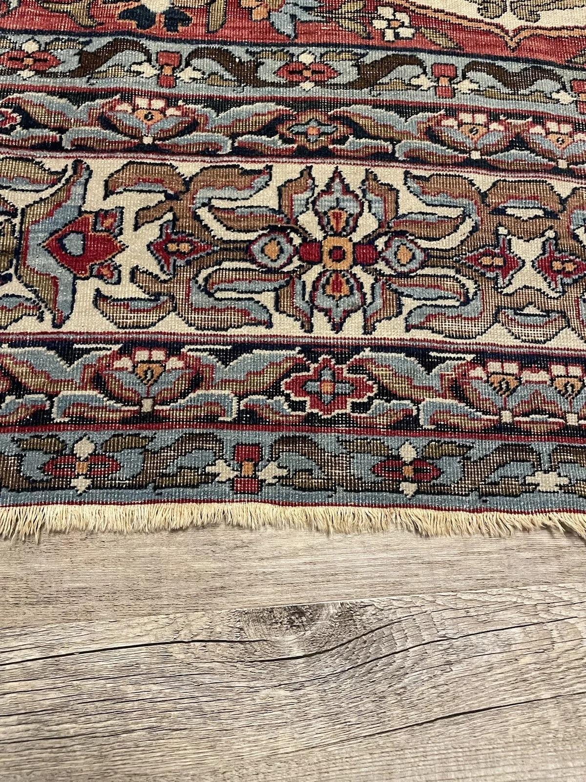 Lavar persan antique fait main Kerman 4,9' x 7, 1880s - 1N37 Bon état - En vente à Bordeaux, FR