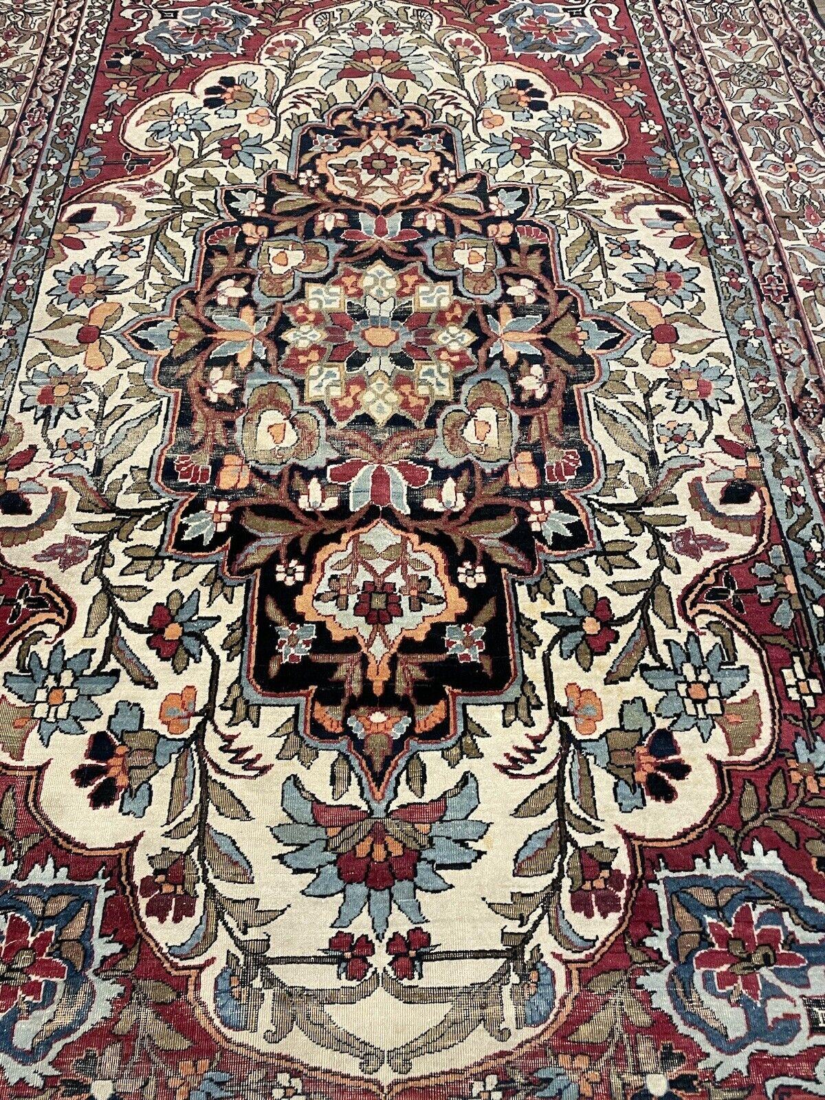 Lavar persan antique fait main Kerman 4,9' x 7, 1880s - 1N37 en vente 2