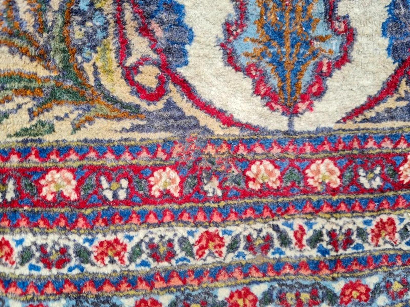 Francese Tappeto antico persiano Kerman fatto a mano 3,2' x 5,4' 1930 - 2K59 in vendita
