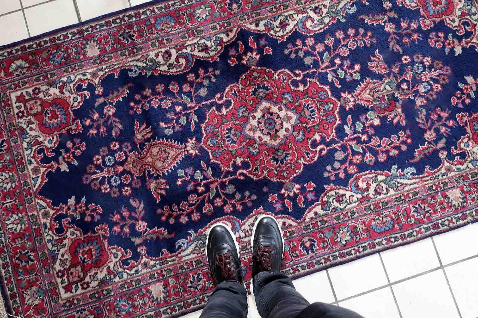 Annodato a mano Tappeto antico persiano in stile Kerman fatto a mano, anni '30, 1C1052 in vendita