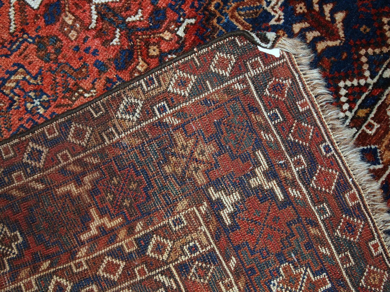 Indian Handmade Antique Persian Khamseh Rug, 1900s, 1C595 For Sale