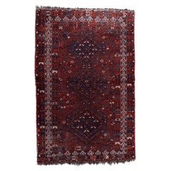 Handgefertigter antiker persischer Khamseh-Teppich 4,3' x 6,6', 1920er Jahre, 1C1085