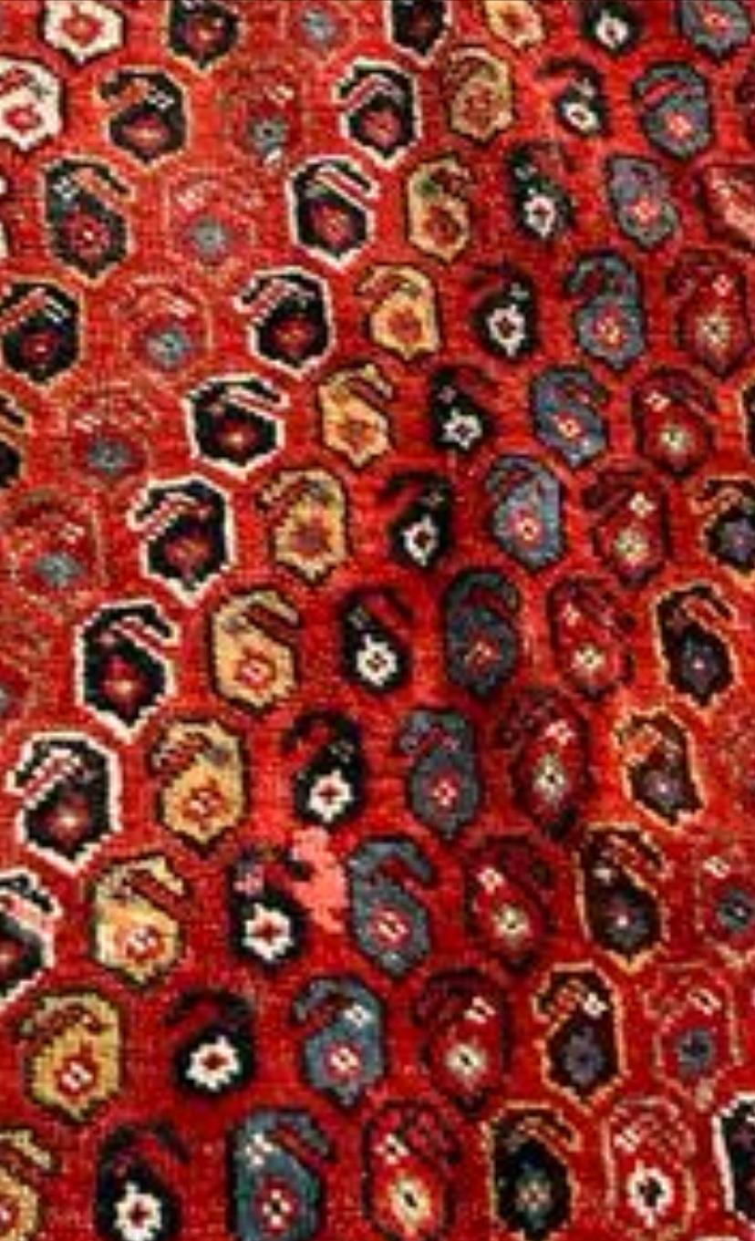 Handmade Antique Persian Khamseh Rug 5.1' x 8.5', 1900s - 2B24 In Good Condition For Sale In Bordeaux, FR