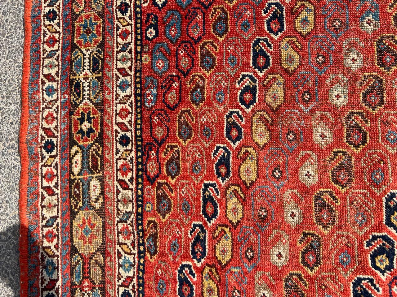 Wool Handmade Antique Persian Khamseh Rug 5.1' x 8.5', 1900s - 2B24 For Sale