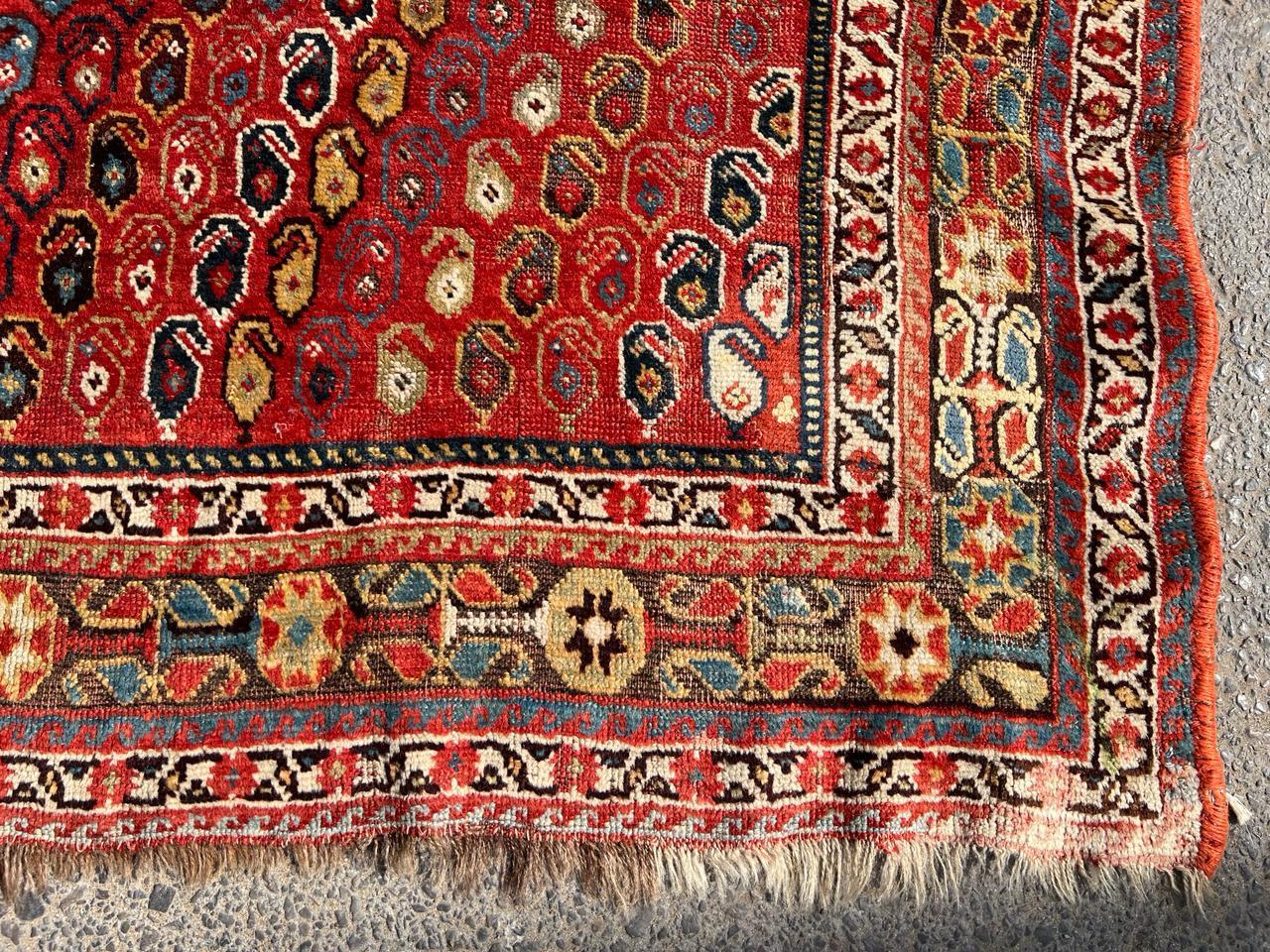 Handmade Antique Persian Khamseh Rug 5.1' x 8.5', 1900s - 2B24 For Sale 2