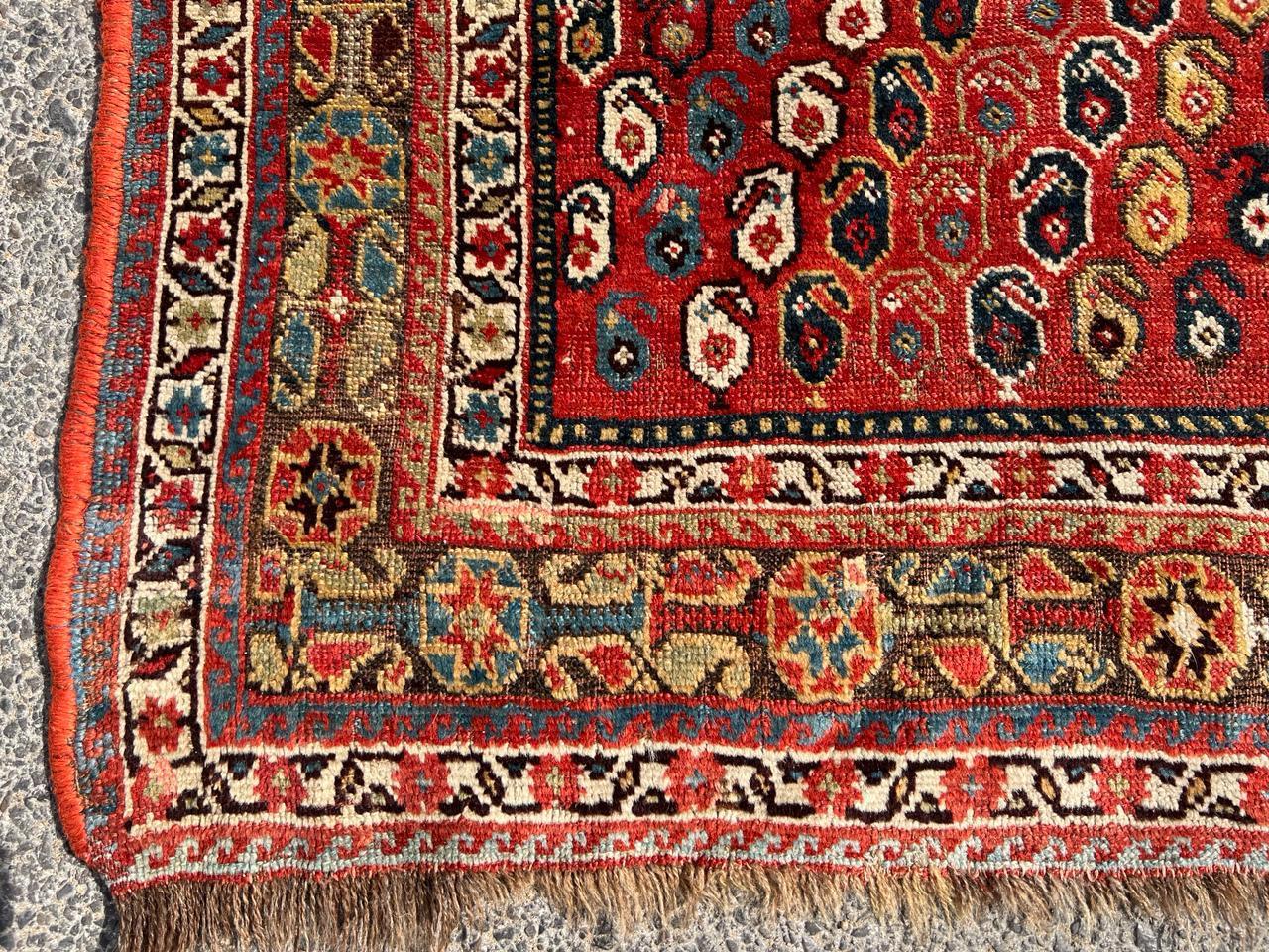 Handmade Antique Persian Khamseh Rug 5.1' x 8.5', 1900s - 2B24 For Sale 3