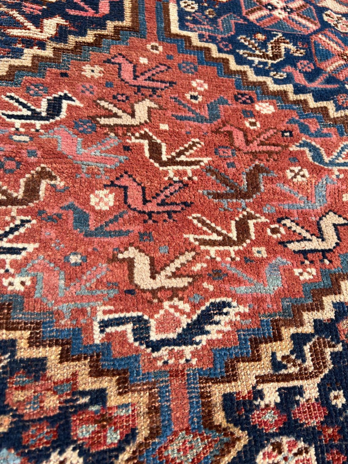 Laine Tapis ancien persan Khamseh fait main 5.5' x 8.5', 1880s - 2B78 en vente